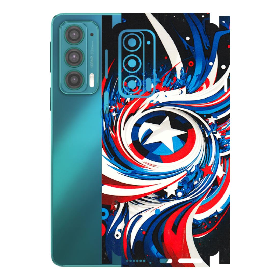 Motorola Phone Skins (All Models) - Captain America Logo - 3D Embossed Finish (L-307) Motorola Moto Edge 20 (5G)