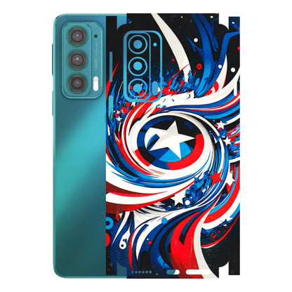 Motorola Phone Skins (All Models) - Captain America Logo - 3D Embossed Finish (L-307) Motorola Moto Edge 20 (5G)