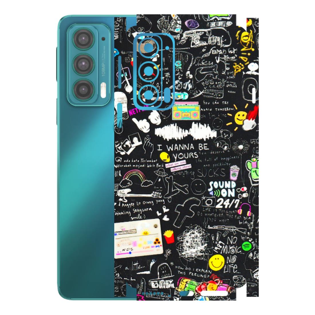 Motorola Phone Skins (All Models) - Black Creatives Doodles - 3D Embossed Finish (L-311) Motorola Moto Edge 20 (5G)
