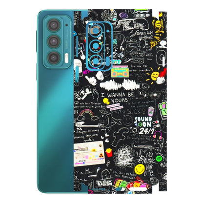 Motorola Phone Skins (All Models) - Black Creatives Doodles - 3D Embossed Finish (L-311) Motorola Moto Edge 20 (5G)