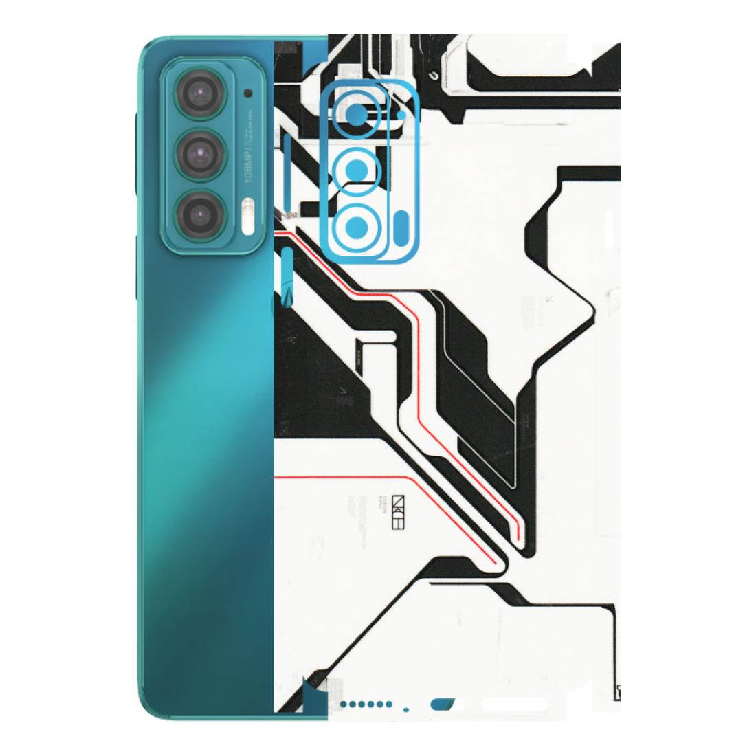 Motorola Phone Skins (All Models) - White Techy Logo - 3D Embossed Finish (L-312) Motorola Moto Edge 20 (5G)
