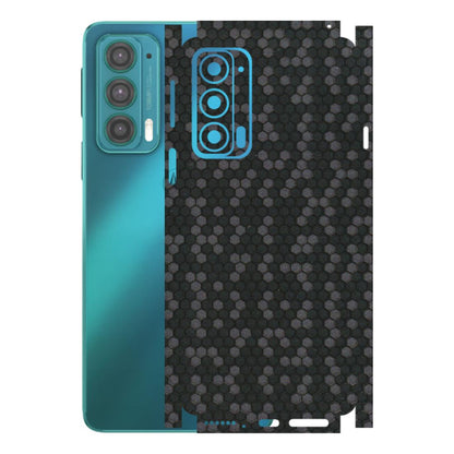 Motorola Phone Skins (All Models) - Black Grey Honeycomb Sober - 3D Embossed Finish (L-85) Motorola Moto Edge 20 (5G)