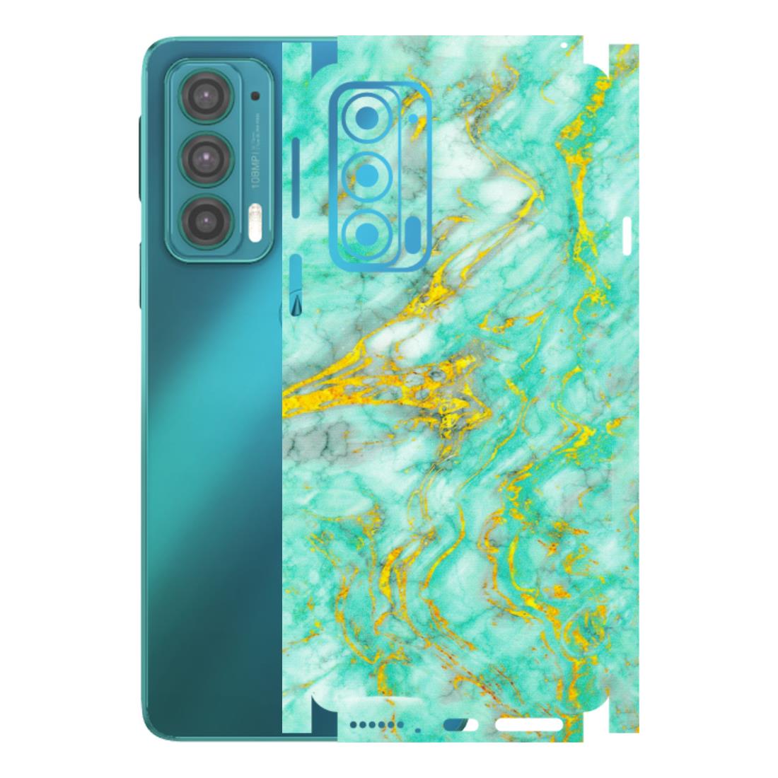 Motorola Phone Skins (All Models) - Green And Gold Marble Feel - Matte Finish (M-16) Motorola Moto Edge 20 (5G)