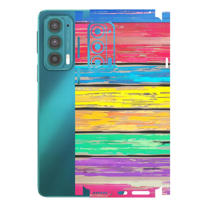 Motorola Phone Skins (All Models) - Multi Colour Wooden Wall - Matte Finish (M-96) Motorola Moto Edge 20 (5G)