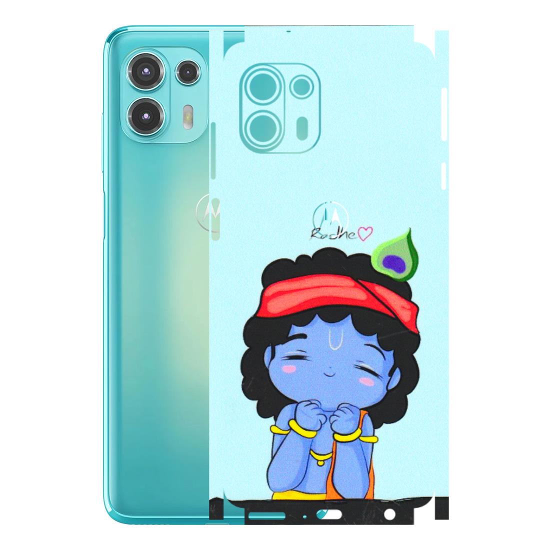 Motorola Phone Skins (All Models) - Radhe Radhe Cute Toon - 3D Embossed Finish (L-05) Motorola Moto Edge 20 Fusion