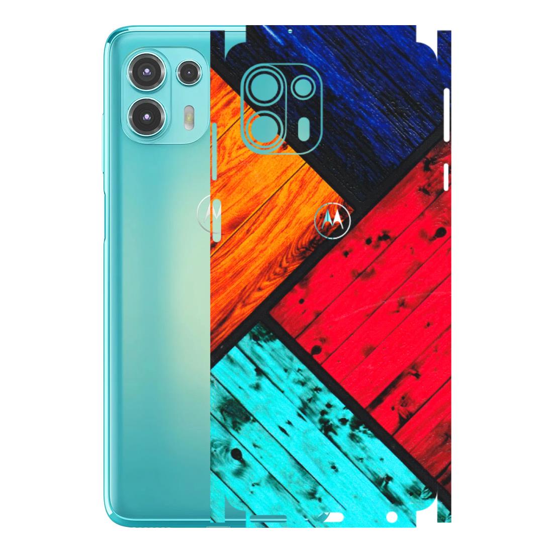 Motorola Phone Skins (All Models) - Colourful Wood Panels Abstract - 3D Embossed Finish (L-09) Motorola Moto Edge 20 Fusion