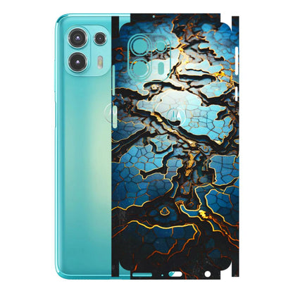 Motorola Phone Skins (All Models) - Blue Gold Abstract - 3D Embossed Finish (L-11) Motorola Moto Edge 20 Fusion