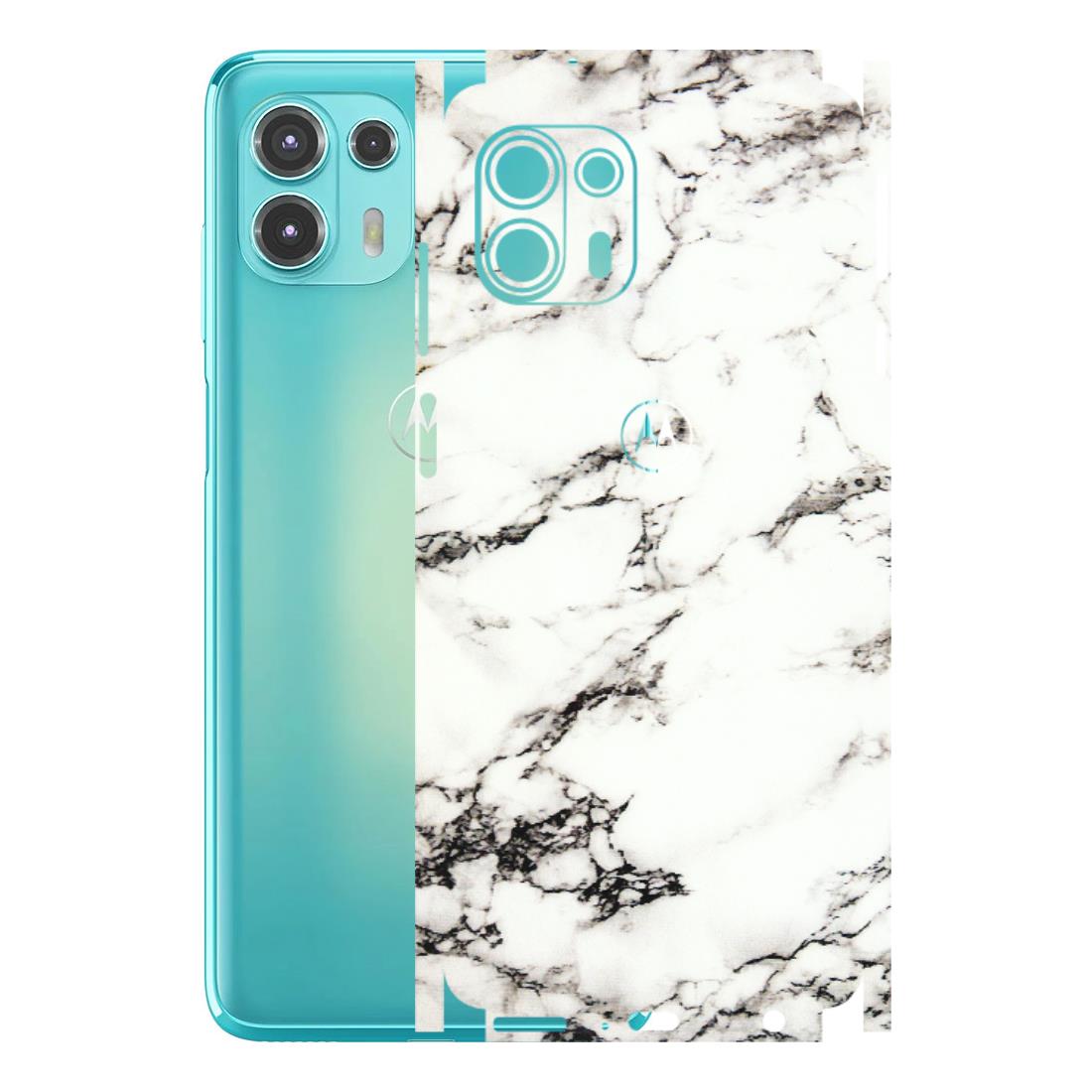 Motorola Phone Skins (All Models) - Black and White Marble Texture - 3D Embossed Finish (L-124) Motorola Moto Edge 20 Fusion