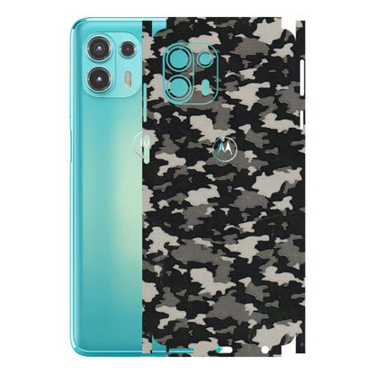 Motorola Phone Skins (All Models) - Black/Grey Camoflaunge - 3D Embossed Finish (L-142) Motorola Moto Edge 20 Fusion