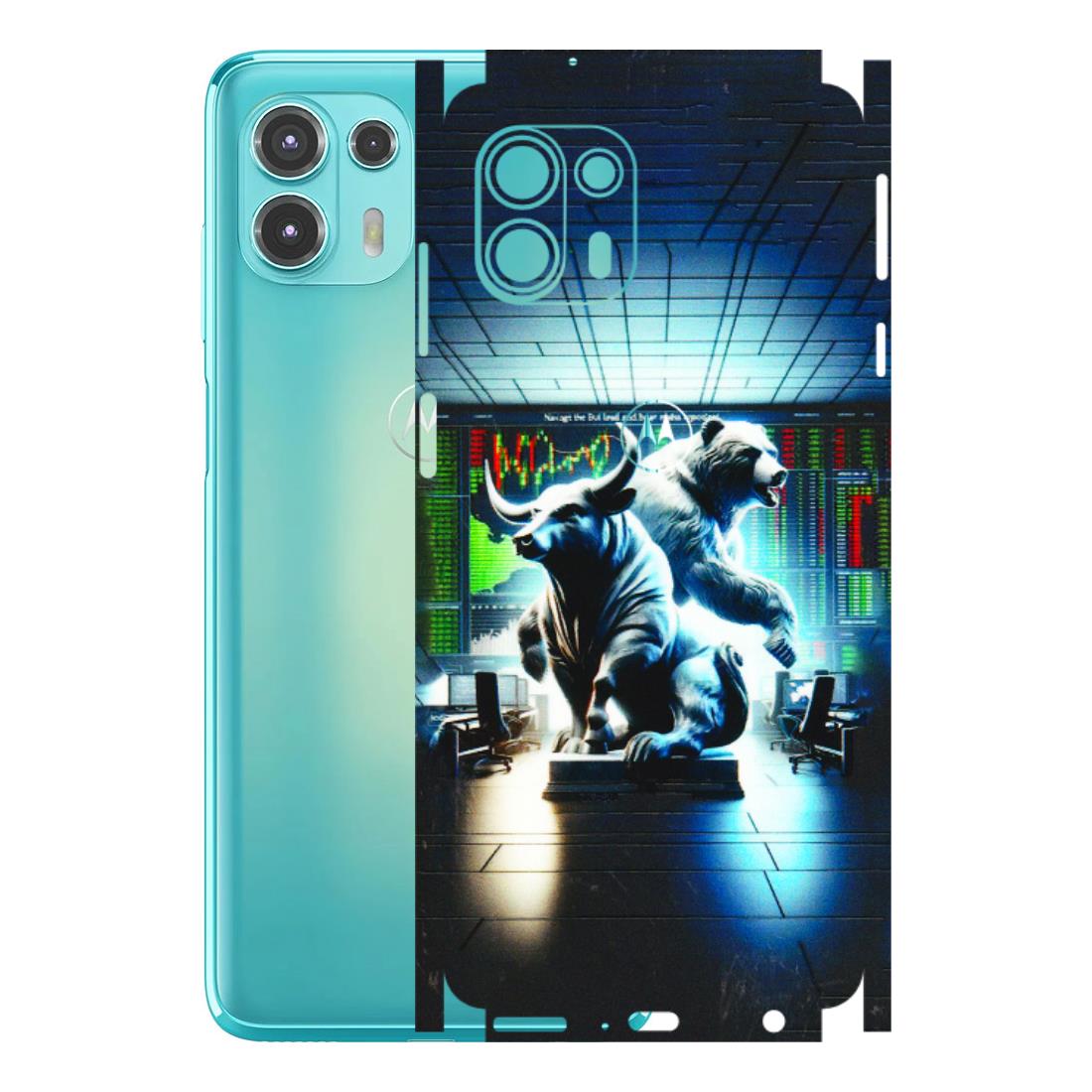 Motorola Phone Skins (All Models) - Stock Market Sensex Bear vs Bulls - 3D Embossed Finish (L-15) Motorola Moto Edge 20 Fusion