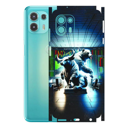 Motorola Phone Skins (All Models) - Stock Market Sensex Bear vs Bulls - 3D Embossed Finish (L-15) Motorola Moto Edge 20 Fusion