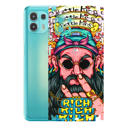 Motorola Phone Skins (All Models) - Battle King Dude Face - 3D Embossed Finish (L-178) Motorola Moto Edge 20 Fusion