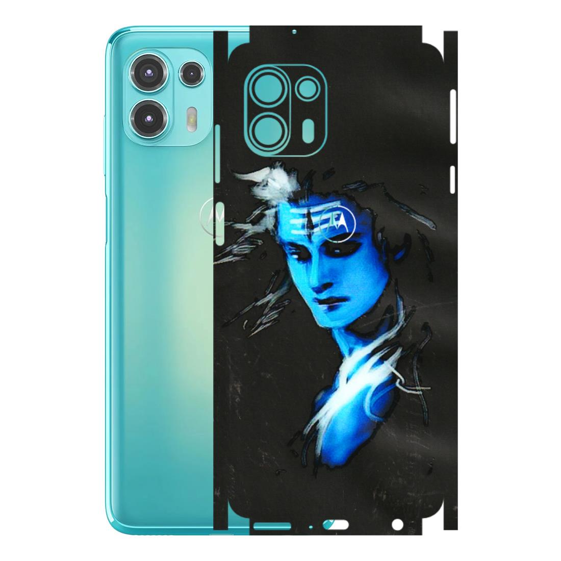 Motorola Phone Skins (All Models) - Har Har Mahadev Blue/Black - 3D Embossed Finish (L-185) Motorola Moto Edge 20 Fusion