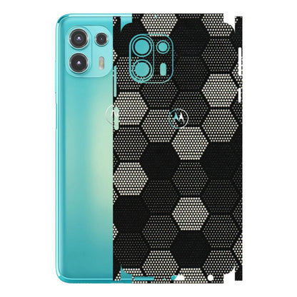 Motorola Phone Skins (All Models) - Black & White Dotted Honeycomb Texture - 3D Embossed Finish (L-202) Motorola Moto Edge 20 Fusion