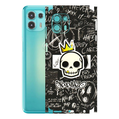 Motorola Phone Skins (All Models) - Funny Skull Black Chalk Grafitti - 3D Embossed Finish (L-22) Motorola Moto Edge 20 Fusion