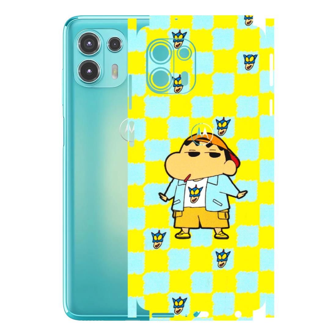 Motorola Phone Skins (All Models) - Yellow Blue Shinchan Cute - 3D Embossed Finish (L-221) Motorola Moto Edge 20 Fusion