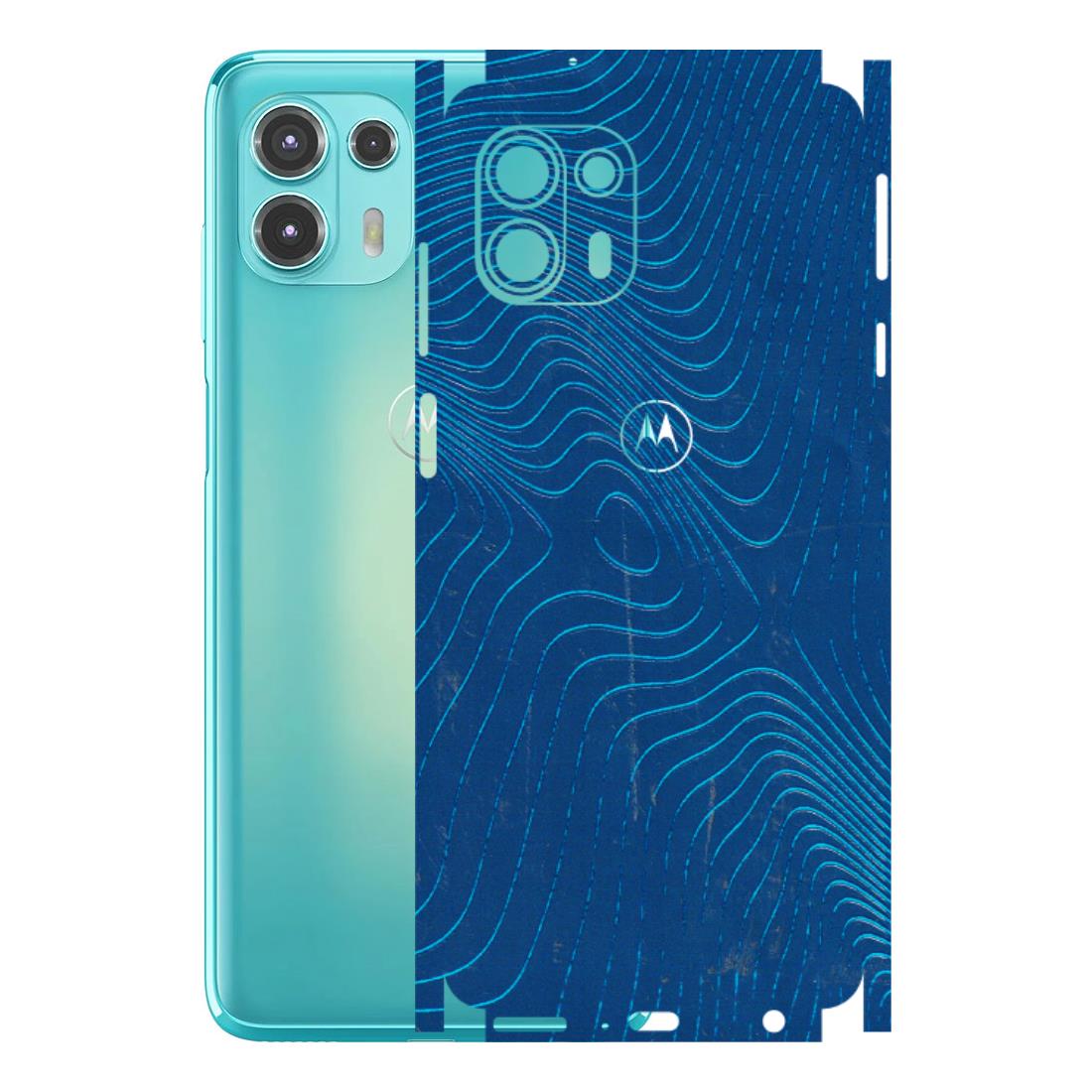 Motorola Phone Skins (All Models) - Abstract Blue Line Map - 3D Embossed Finish (L-272) Motorola Moto Edge 20 Fusion