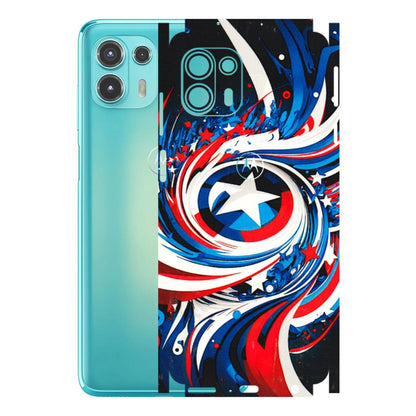 Motorola Phone Skins (All Models) - Captain America Logo - 3D Embossed Finish (L-307) Motorola Moto Edge 20 Fusion