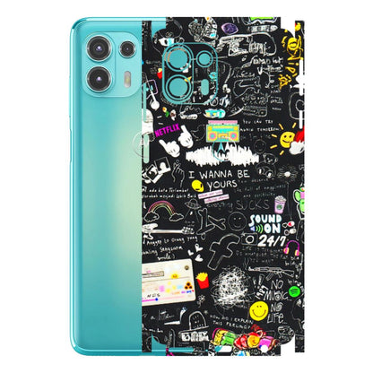 Motorola Phone Skins (All Models) - Black Creatives Doodles - 3D Embossed Finish (L-311) Motorola Moto Edge 20 Fusion