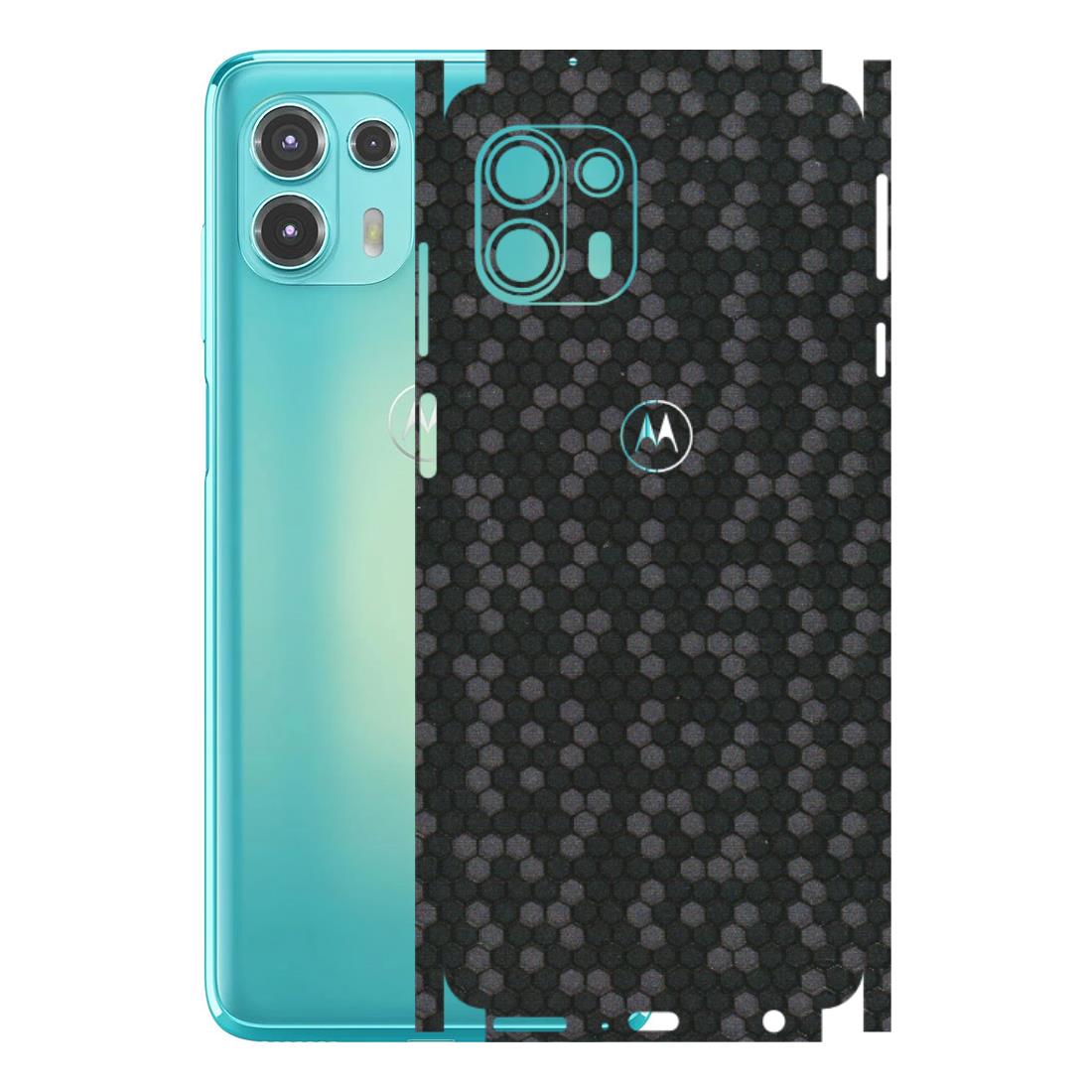 Motorola Phone Skins (All Models) - Black Grey Honeycomb Sober - 3D Embossed Finish (L-85) Motorola Moto Edge 20 Fusion