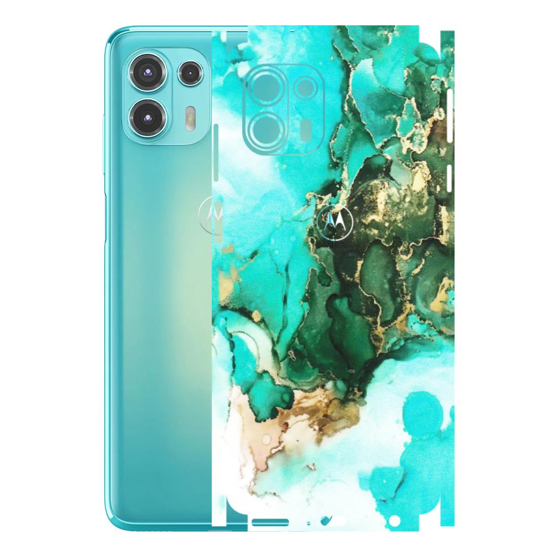 Motorola Phone Skins (All Models) - The Blue Gold Marble - Matte Finish (M-124) Motorola Moto Edge 20 Fusion