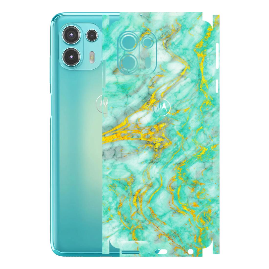 Motorola Phone Skins (All Models) - Green And Gold Marble Feel - Matte Finish (M-16) Motorola Moto Edge 20 Fusion