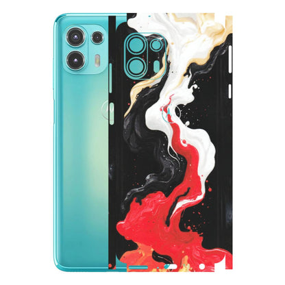 Motorola Phone Skins (All Models) - Black Red White Paint Splash Fusion - Matte Finish (M-56) Motorola Moto Edge 20 Fusion