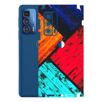 Motorola Phone Skins (All Models) - Colourful Wood Panels Abstract - 3D Embossed Finish (L-09) Motorola Moto Edge 20 Pro