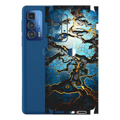 Motorola Phone Skins (All Models) - Blue Gold Abstract - 3D Embossed Finish (L-11) Motorola Moto Edge 20 Pro