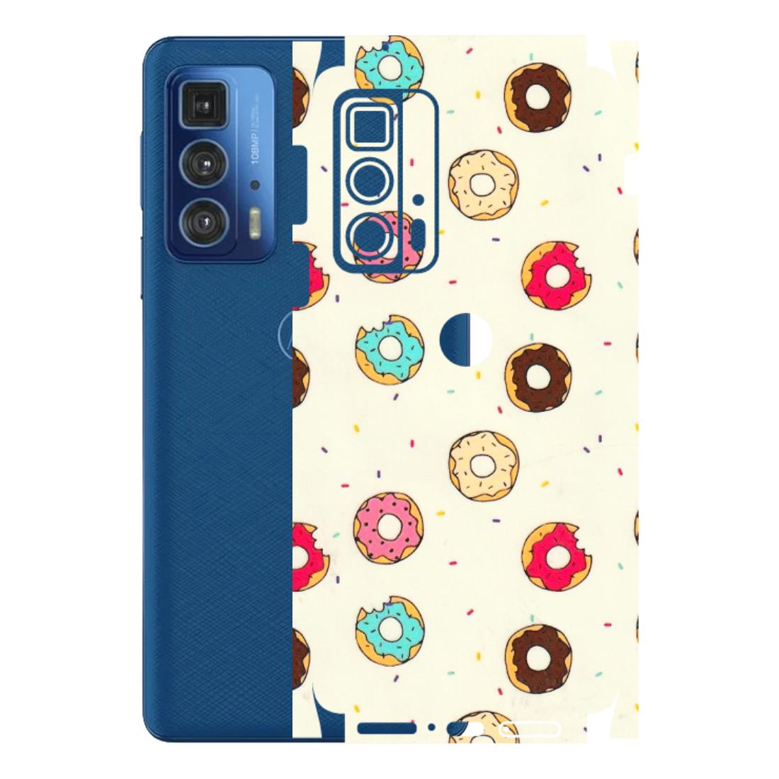 Motorola Phone Skins (All Models) - Mini Donuts Doodle Art - 3D Embossed Finish (L-122) Motorola Moto Edge 20 Pro