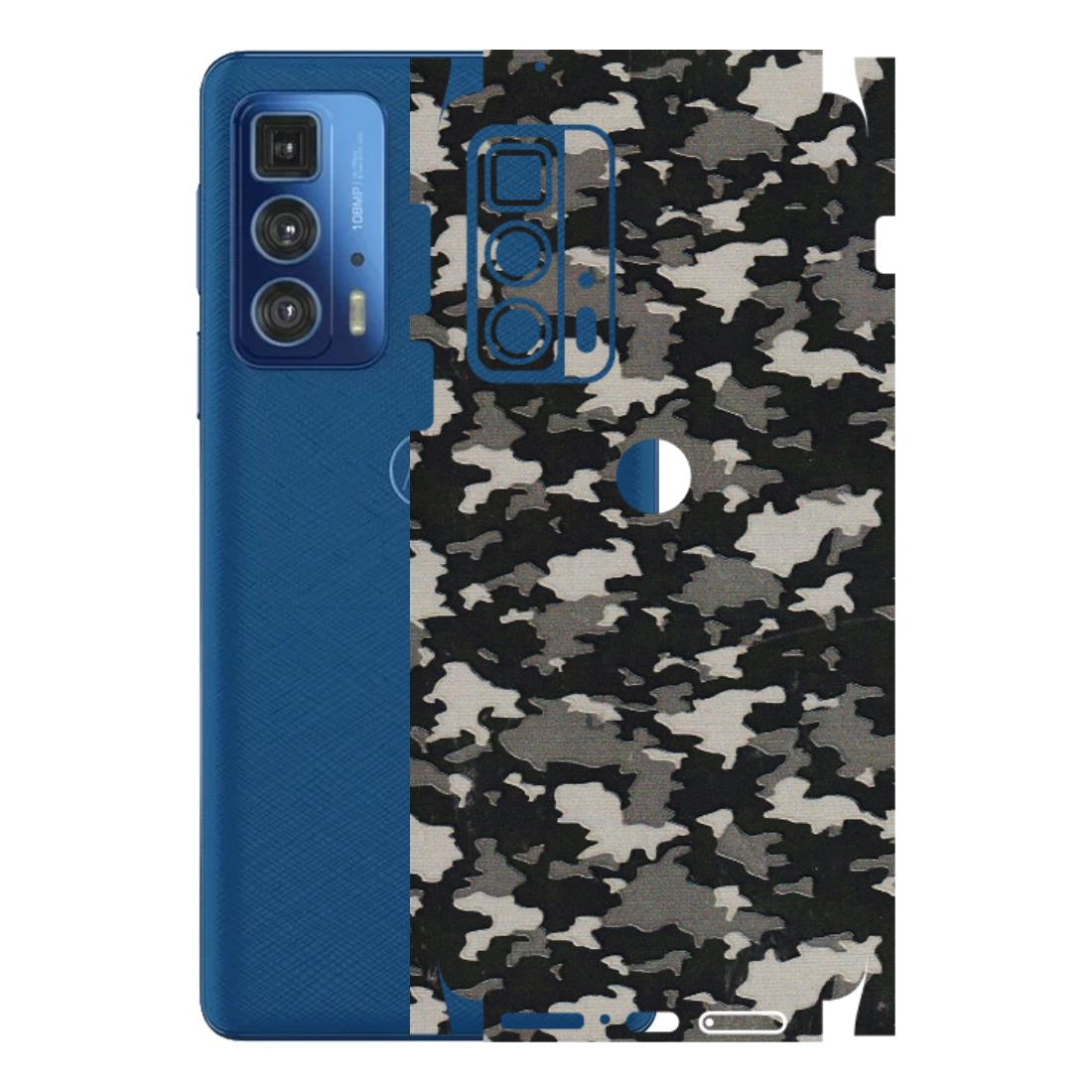 Motorola Phone Skins (All Models) - Black/Grey Camoflaunge - 3D Embossed Finish (L-142) Motorola Moto Edge 20 Pro