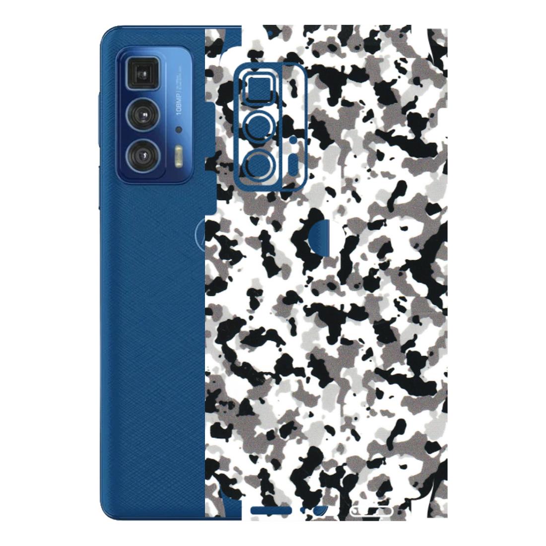 Motorola Phone Skins (All Models) - White Black Camouflage - 3D Embossed Finish (L-18) Motorola Moto Edge 20 Pro