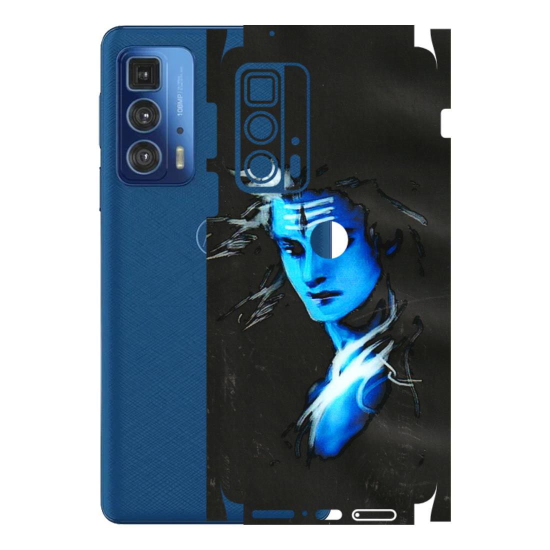 Motorola Phone Skins (All Models) - Har Har Mahadev Blue/Black - 3D Embossed Finish (L-185) Motorola Moto Edge 20 Pro