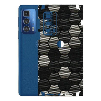 Motorola Phone Skins (All Models) - Black & White Dotted Honeycomb Texture - 3D Embossed Finish (L-202) Motorola Moto Edge 20 Pro