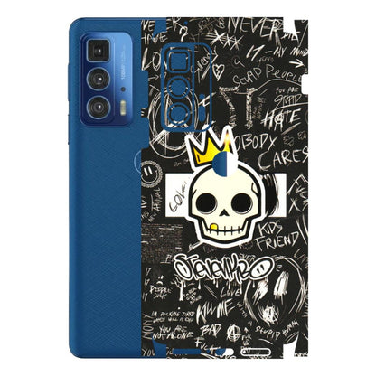 Motorola Phone Skins (All Models) - Funny Skull Black Chalk Grafitti - 3D Embossed Finish (L-22) Motorola Moto Edge 20 Pro