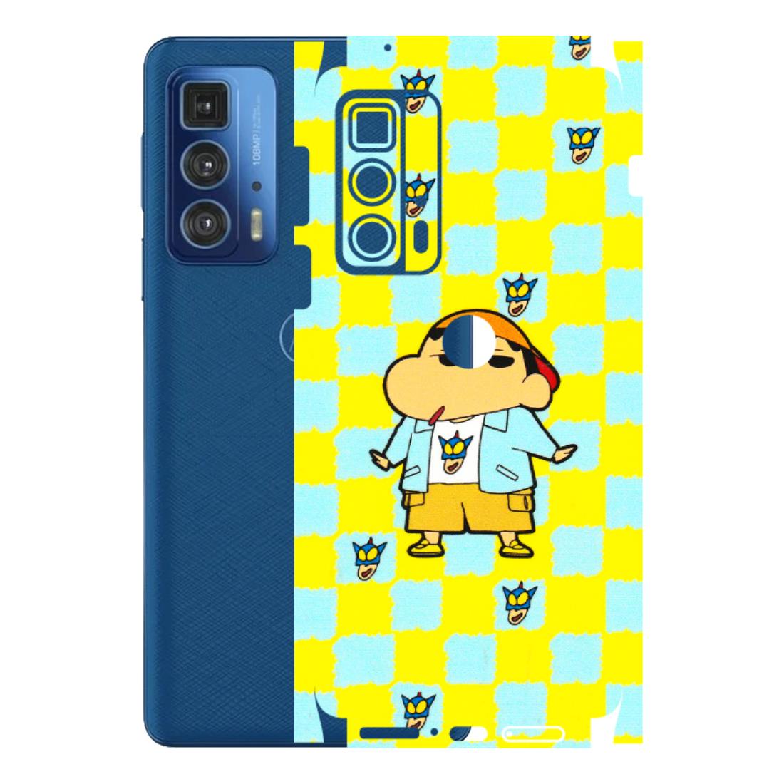 Motorola Phone Skins (All Models) - Yellow Blue Shinchan Cute - 3D Embossed Finish (L-221) Motorola Moto Edge 20 Pro