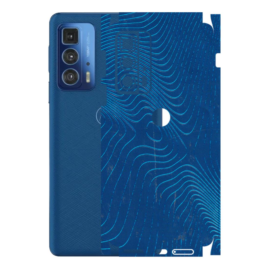 Motorola Phone Skins (All Models) - Abstract Blue Line Map - 3D Embossed Finish (L-272) Motorola Moto Edge 20 Pro