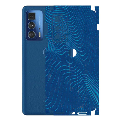 Motorola Phone Skins (All Models) - Abstract Blue Line Map - 3D Embossed Finish (L-272) Motorola Moto Edge 20 Pro