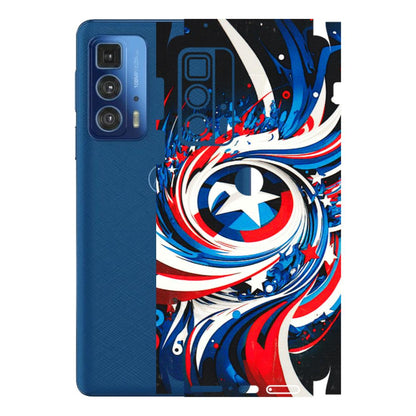 Motorola Phone Skins (All Models) - Captain America Logo - 3D Embossed Finish (L-307) Motorola Moto Edge 20 Pro