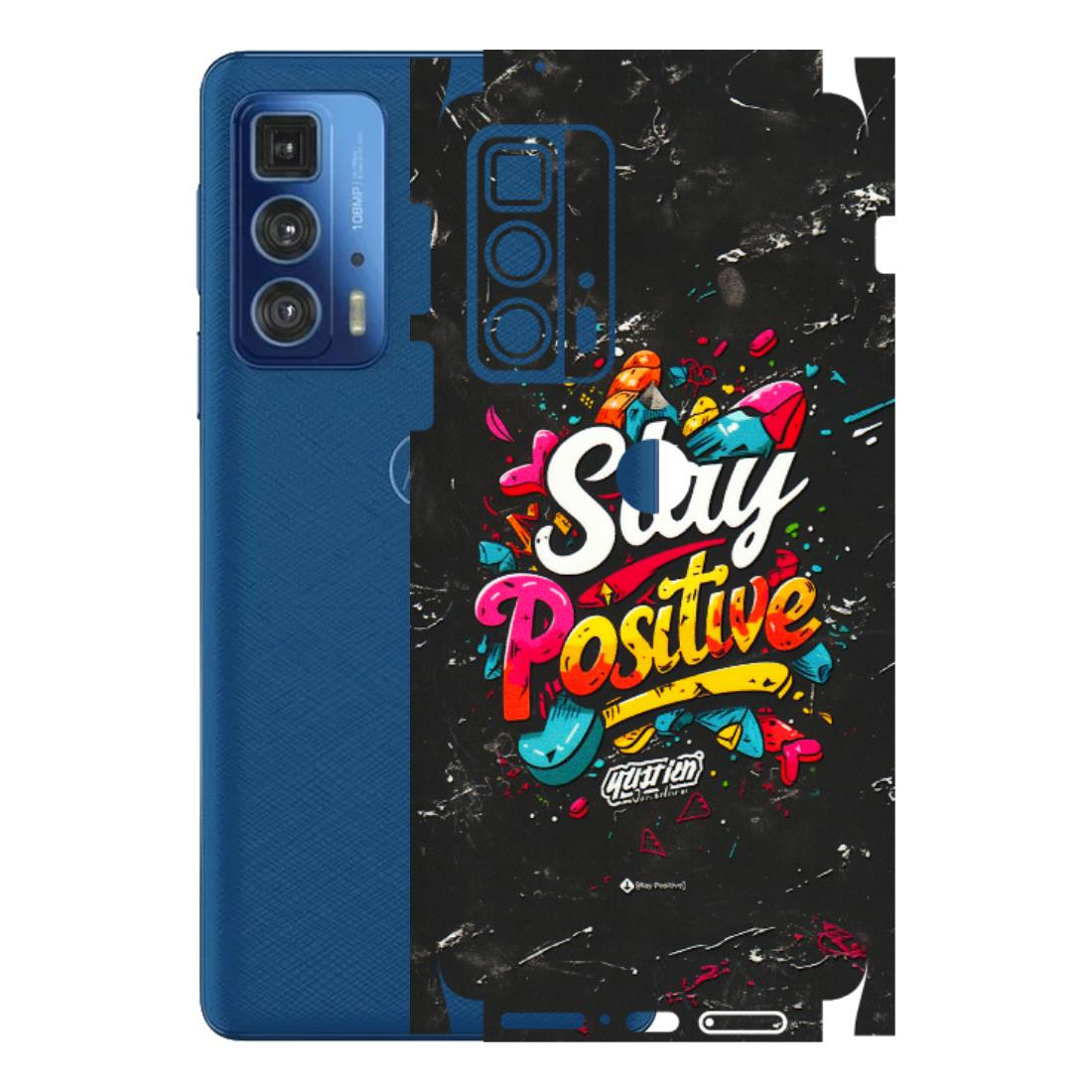 Motorola Phone Skins (All Models) - Stay Positive Black - 3D Embossed Finish (L-31) Motorola Moto Edge 20 Pro