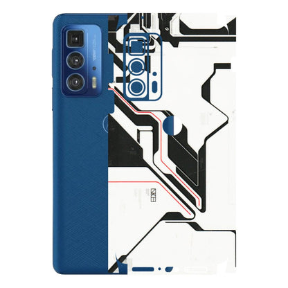 Motorola Phone Skins (All Models) - White Techy Logo - 3D Embossed Finish (L-312) Motorola Moto Edge 20 Pro