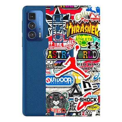 Motorola Phone Skins (All Models) - Multi Brands Sticker Graffiti - 3D Embossed Finish (L-37) Motorola Moto Edge 20 Pro