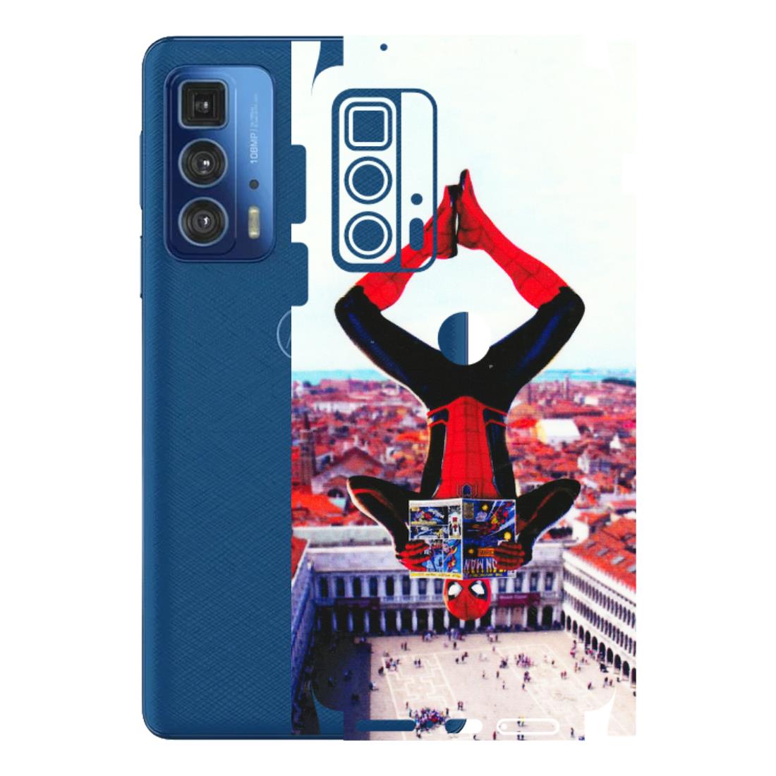Motorola Phone Skins (All Models) - Spiderman Hanging - 3D Embossed Finish (L-53) Motorola Moto Edge 20 Pro