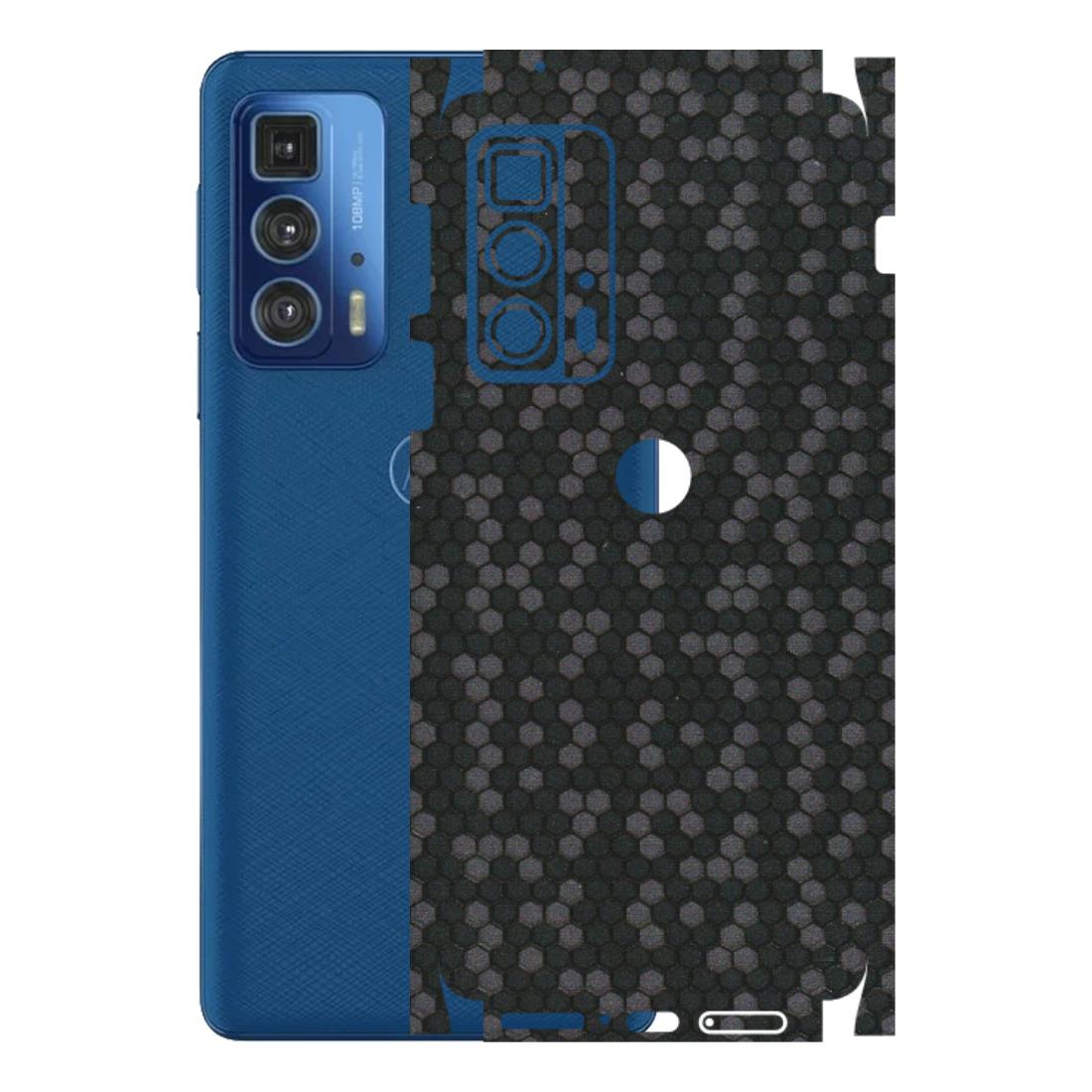 Motorola Phone Skins (All Models) - Black Grey Honeycomb Sober - 3D Embossed Finish (L-85) Motorola Moto Edge 20 Pro