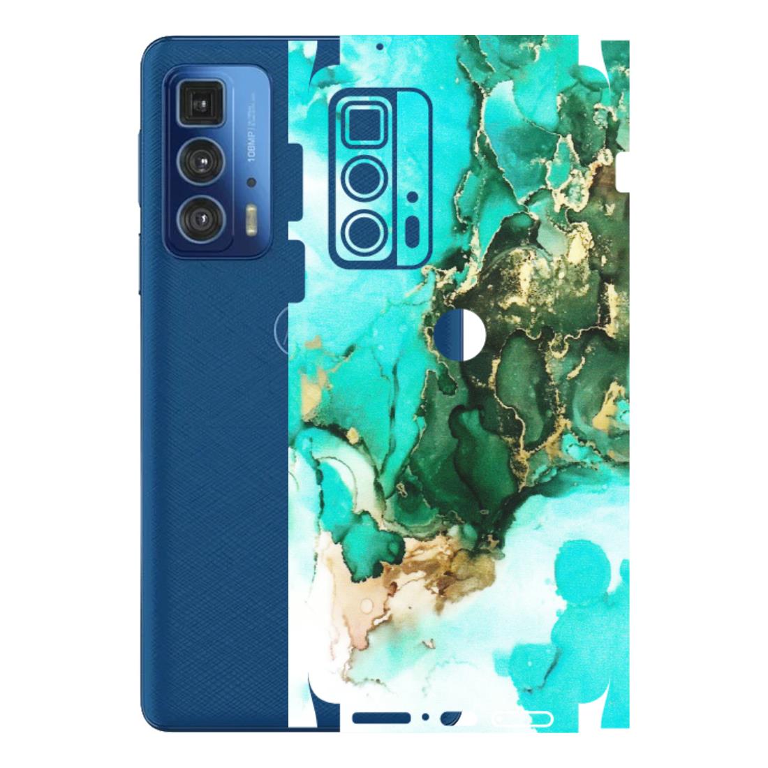 Motorola Phone Skins (All Models) - The Blue Gold Marble - Matte Finish (M-124) Motorola Moto Edge 20 Pro
