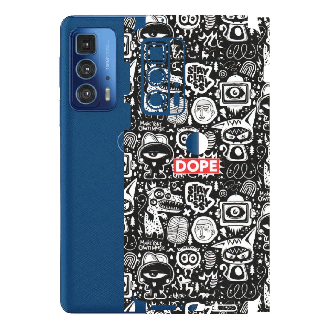 Motorola Phone Skins (All Models) - Dope Stay Classy Black Doodles - Matte Finish (M-126) Motorola Moto Edge 20 Pro