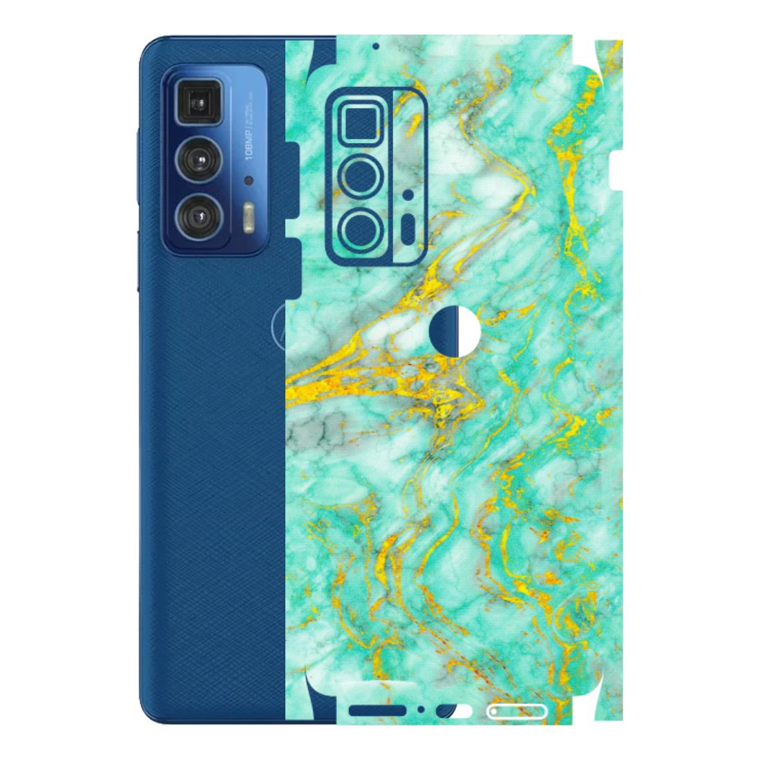 Motorola Phone Skins (All Models) - Green And Gold Marble Feel - Matte Finish (M-16) Motorola Moto Edge 20 Pro