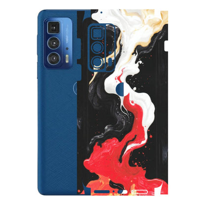 Motorola Phone Skins (All Models) - Black Red White Paint Splash Fusion - Matte Finish (M-56) Motorola Moto Edge 20 Pro