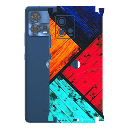 Motorola Phone Skins (All Models) - Colourful Wood Panels Abstract - 3D Embossed Finish (L-09) Motorola Moto Edge 30 Fusion (5G)