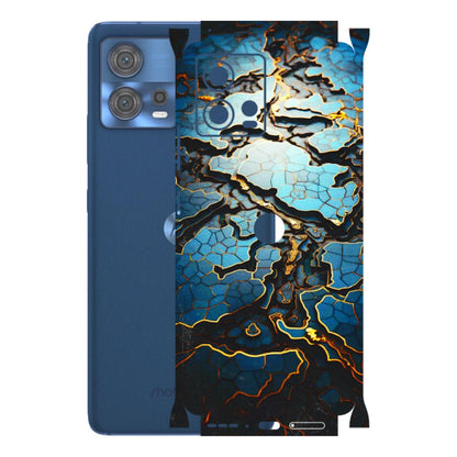 Motorola Phone Skins (All Models) - Blue Gold Abstract - 3D Embossed Finish (L-11) Motorola Moto Edge 30 Fusion (5G)